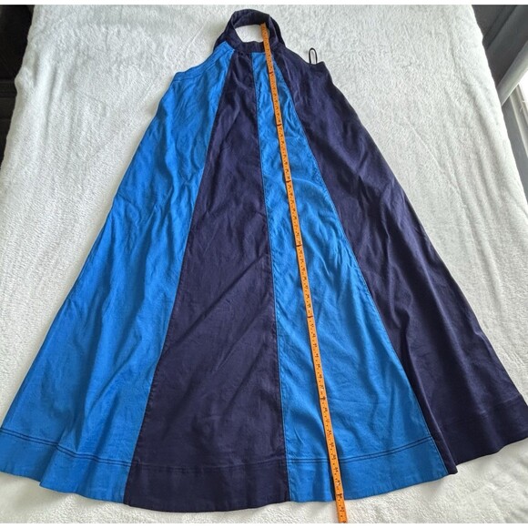 Anthropologie Maeve Maxi Dress Blue Ami Linen Halter Preppy Retro City Sz XL NWT - Picture 6 of 9